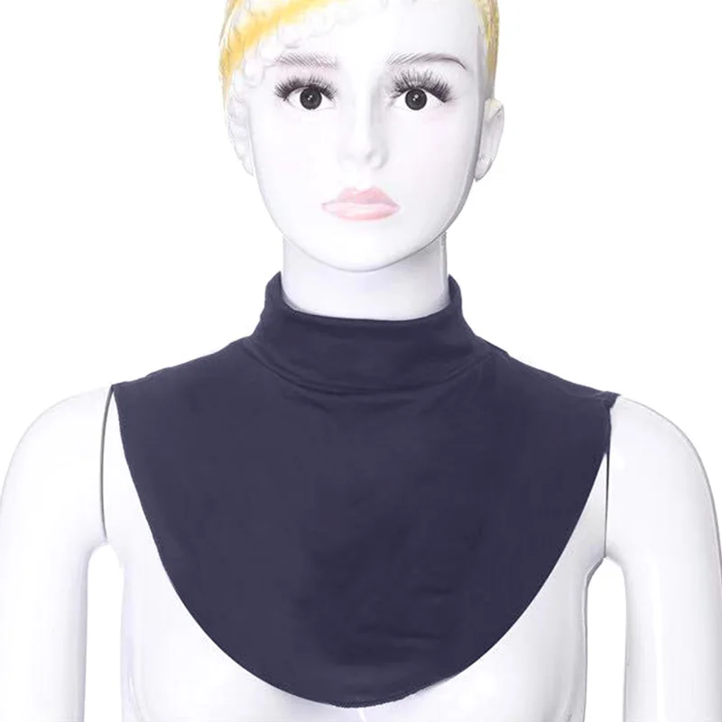Womens Muslim Modal Fake False Collar Islamic Hijab Extensions Turtleneck High Neck Cover Warmer Bright Solid Color Half Top |