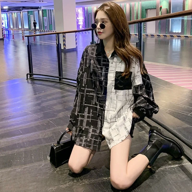 

XEJ Chiffon Blouse Harajuku Shirts for Women Korean Fashion Top Women Spring Autumn 2021 Women Fashion Clothing Women Plus Size