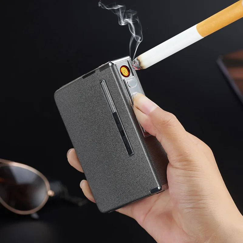 Новейшая перезаряжаемая usb зарядка зажигалка с 12 сигаретами корпус Защита