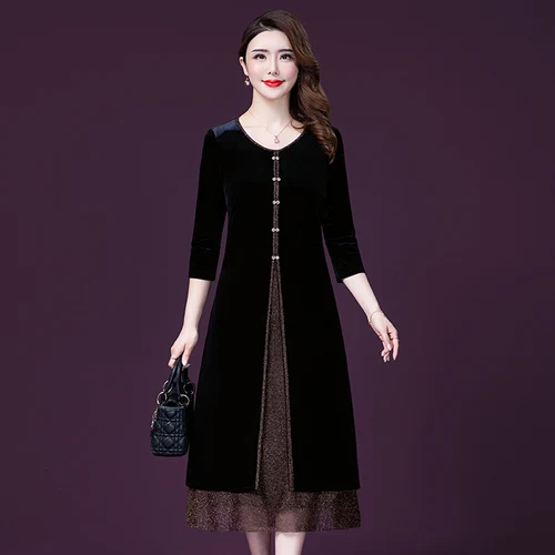 2021 Осень Новые популярные Стиль круглый вырез горловины дизайн черный матерей