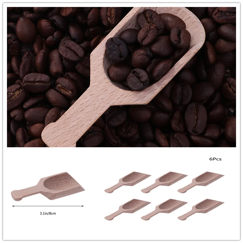 6 шт. деревянные мини ложки для чая и кофе|Кофейные совки| |