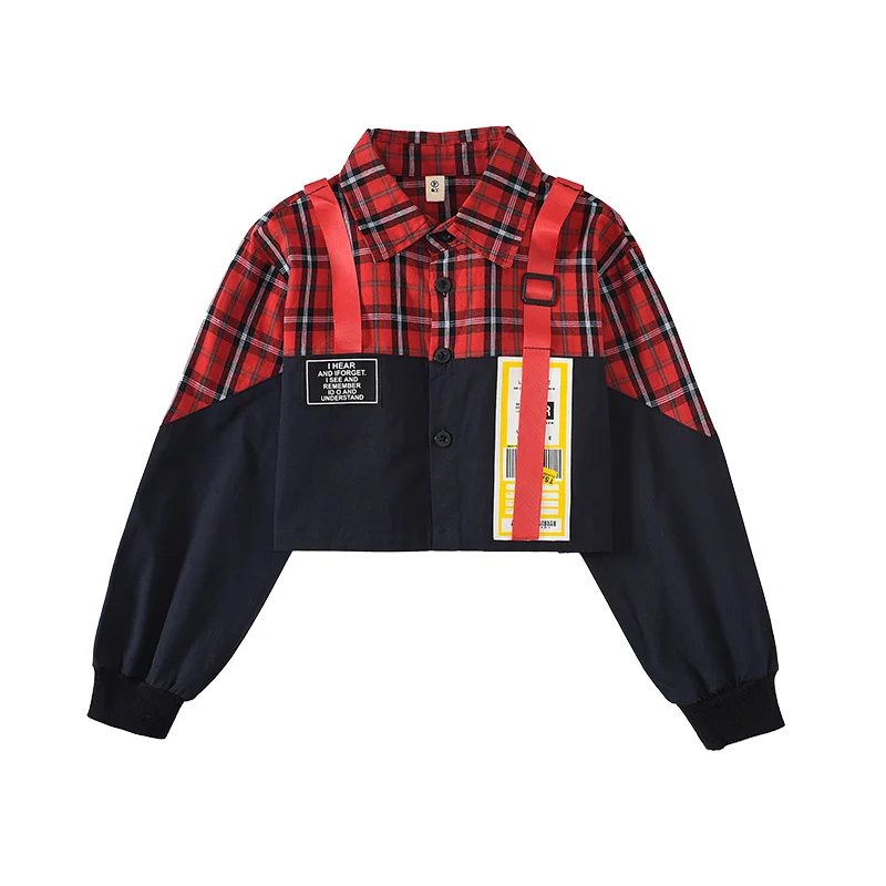 

Hip Hop Girls Dance Clothing Fashion Stage Costume Dance Street Wear Kids Jazz Dancing Performance Outfit Red Hiphop Pants