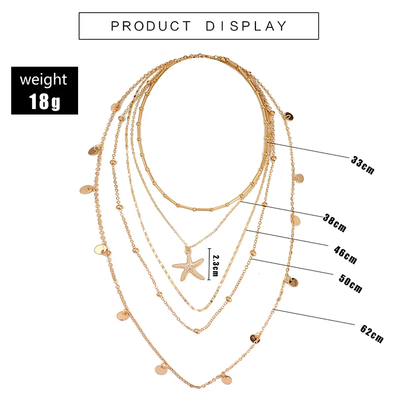 Tocona богемное очаровательное многослойное ожерелье с золотой цепочкой летняя