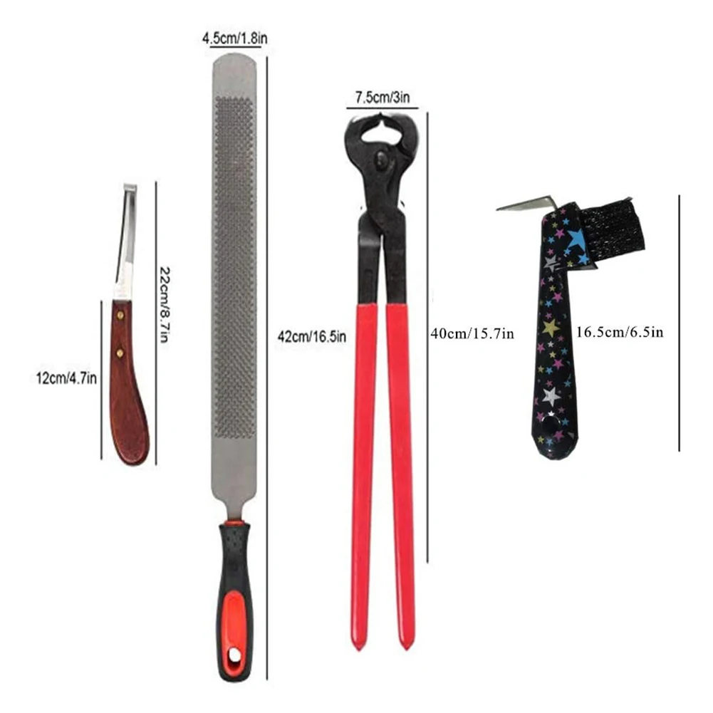 

4pcs Hoof Rasp Trimmers Tools Farrier Horseshoe Trimming File Hoof Cutter Knives Kit for Horses Donkeys Equestrian Accessories