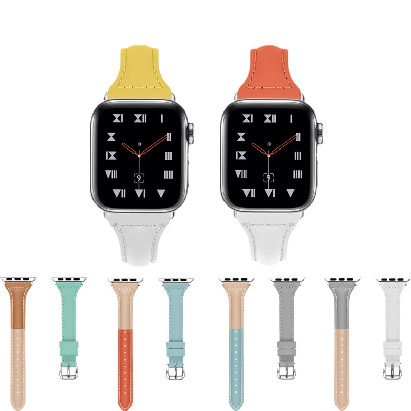 Натуральная кожа сменный ремешок для apple watch группа 4 контрастного цвета браслет