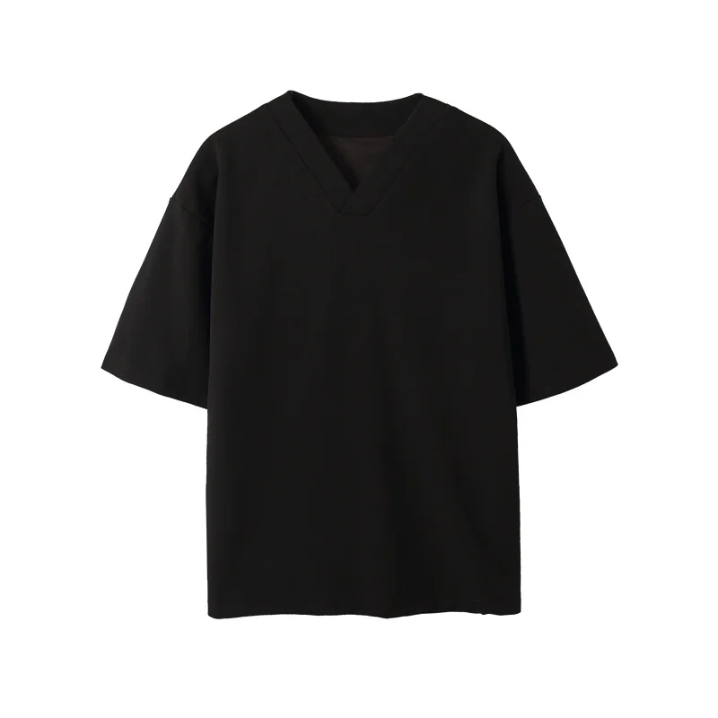 

Men Summer V-neck Short Sleeve Loose Casual Tees Shirts Male Korea Japan Streetwear Tshirt
