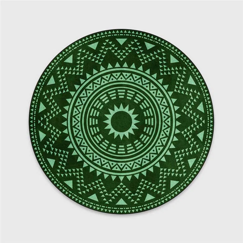 

Fashion round Rug Ethnic-Style Bedroom Living Room Bathroom Kitchen Carpet Crystal Velvet Printed Anti-Slip Foyer to Mat