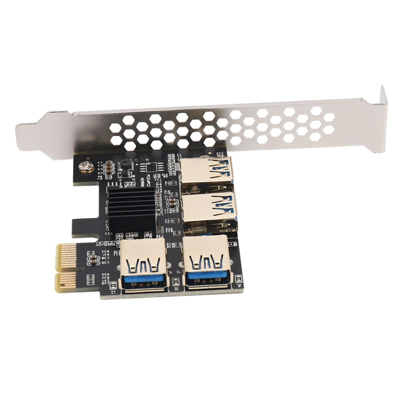 Новинка плата PCIe Райзера с 4 портами переходник PCI-E 1x к USB 3 0 Rabbet GPU Райзер-Райзер