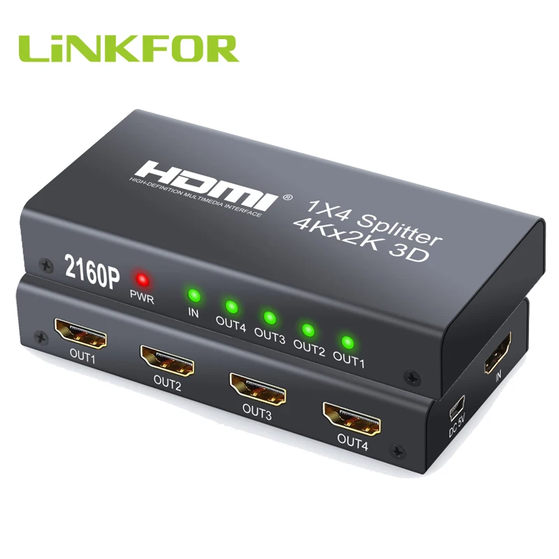 Разветвитель LiNKFOR 1 × 4 HDMI с поддержкой разветвителя 4K x 2K один на четыре