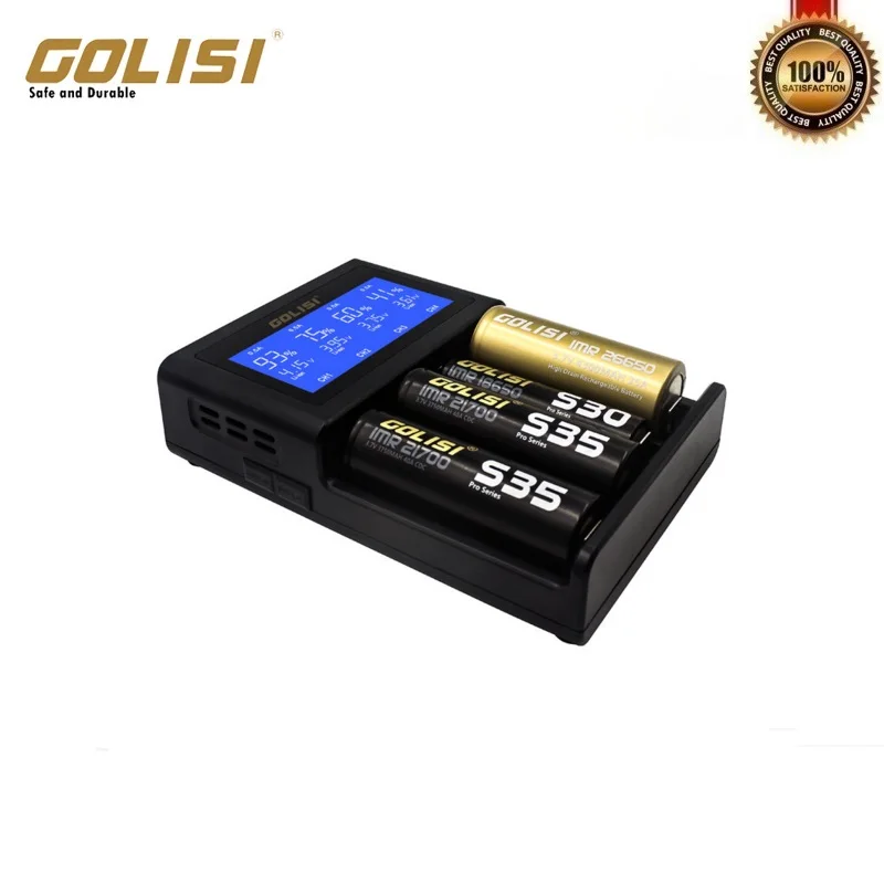 Golisi S4 2A интеллектуальное ЖК быстрое зарядное устройство для 18650 20700 26650 литий-ионная Ni-MH Ni-Cd аккумуляторная батарея в комплект не входит