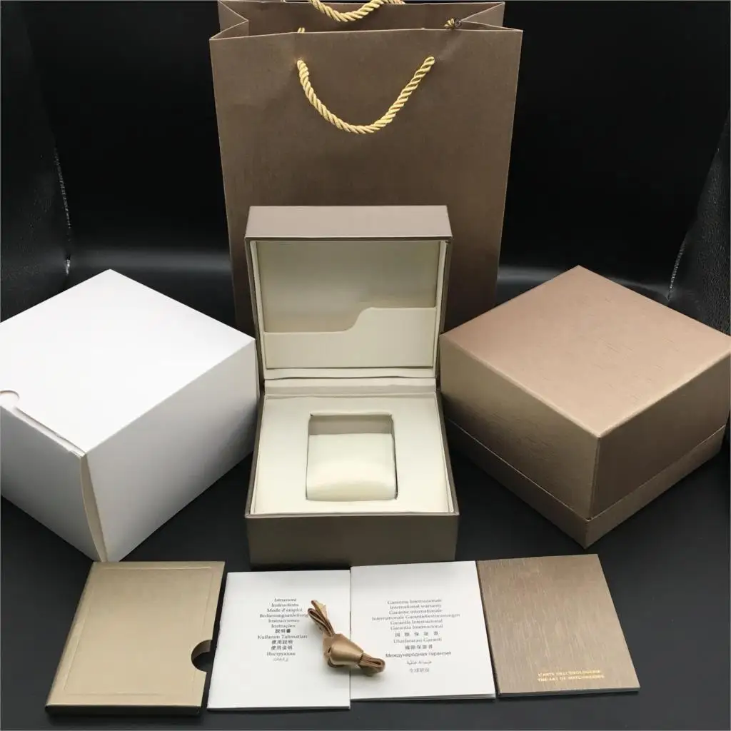 

High Quality Square Paper Watch Box booklets Papers Silk Ribbon Gift Bag Champagne Watch Boxes Case
