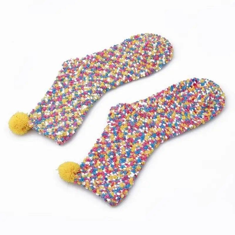 9Colors Winter Women Girl Coral Fleece Terry Breathable Cake Shaped Thickening Floor Socks Cute Cotton | Женская одежда