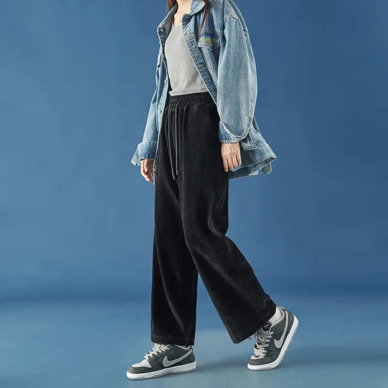 

Autumn Winter Corduroy Pants Men's Fashion Retro Casual Wide-leg Pants Men Streetwear Loose Hip-hop Couple Straight Pants M-2XL