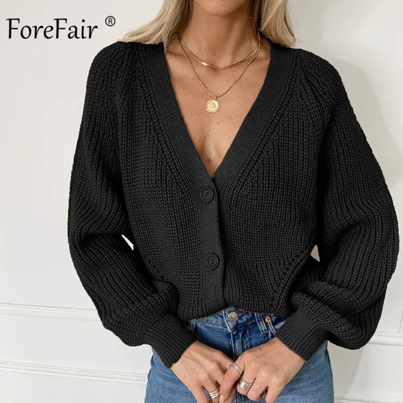 Forefair однотонный Повседневный большой теплый вязаный осенний кардиган для женщин