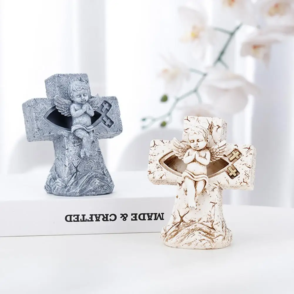 

Jesus Cross Angel Figurine Resin Crafts Jesus Religious Ornament Catholic Religious Decor Christmas Gift For Family Friend