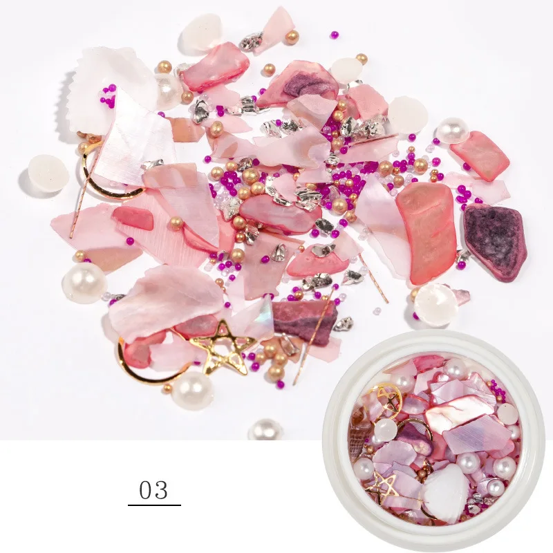 6pcs / set Nail Art Pearl Shell Jewelry Gradient Two-tone Shell Piece Natural Ultra-thin Shell Nail Art Decoration Metal Sequin