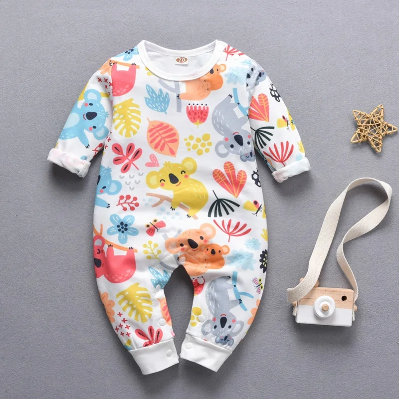 Baby Set Autumn Infant Girls Boys Long Sleeve Cartoon Print Rompers Kids 0-18M | Детская одежда и обувь