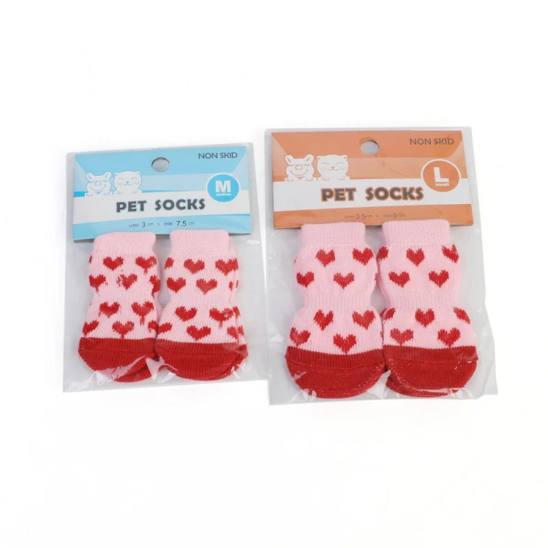 

4Pcs Dog Christmas Socks Small Pet Dog Cat Shoes Lovely Soft Warm Knitted Pink Socks Clothes Apparels Christmas