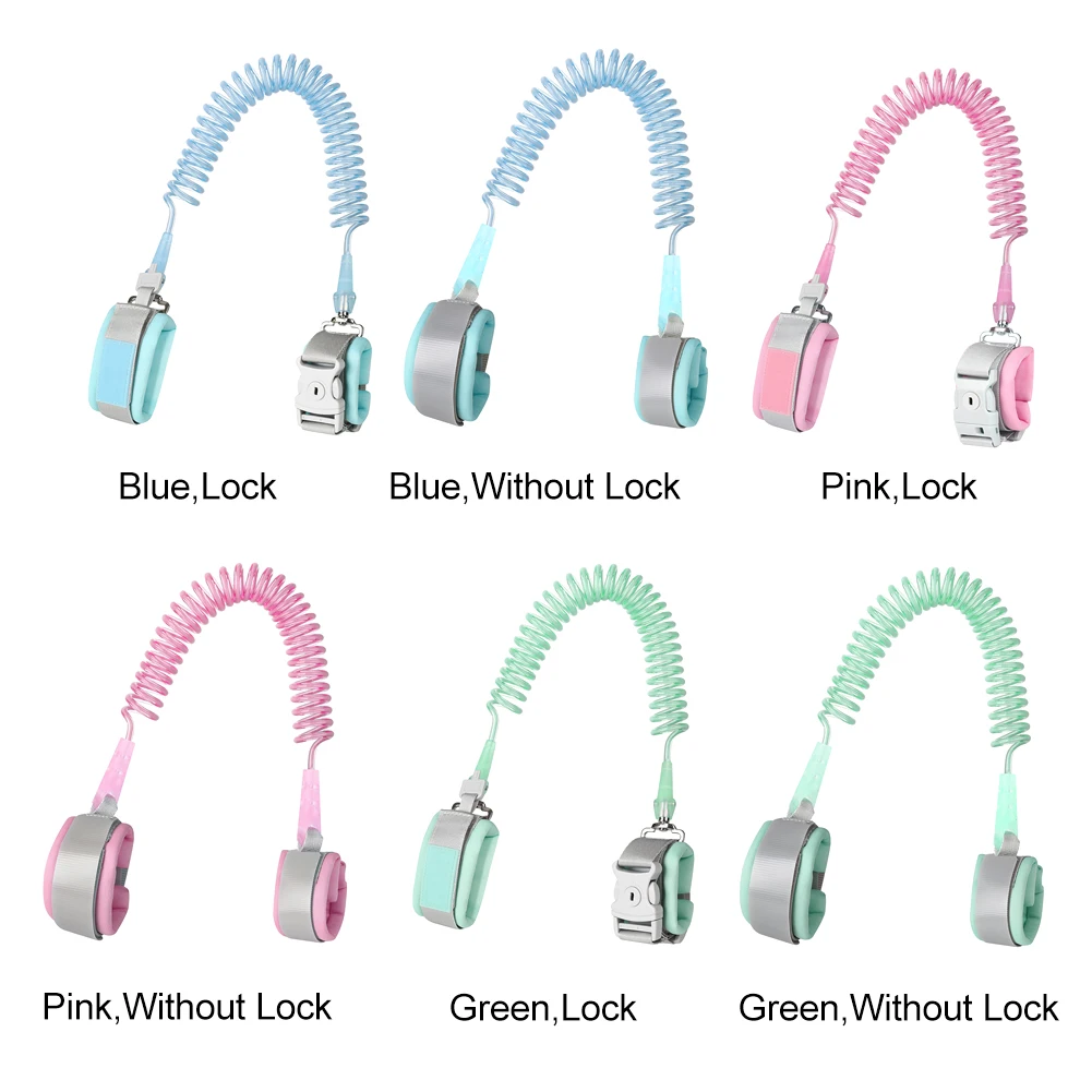

1.5m With Key Lock Travel Band Kids Safety Harness Baby Leash Anti Lost Wrist Link 360 Rotation Toddler Shopping Traction Rope