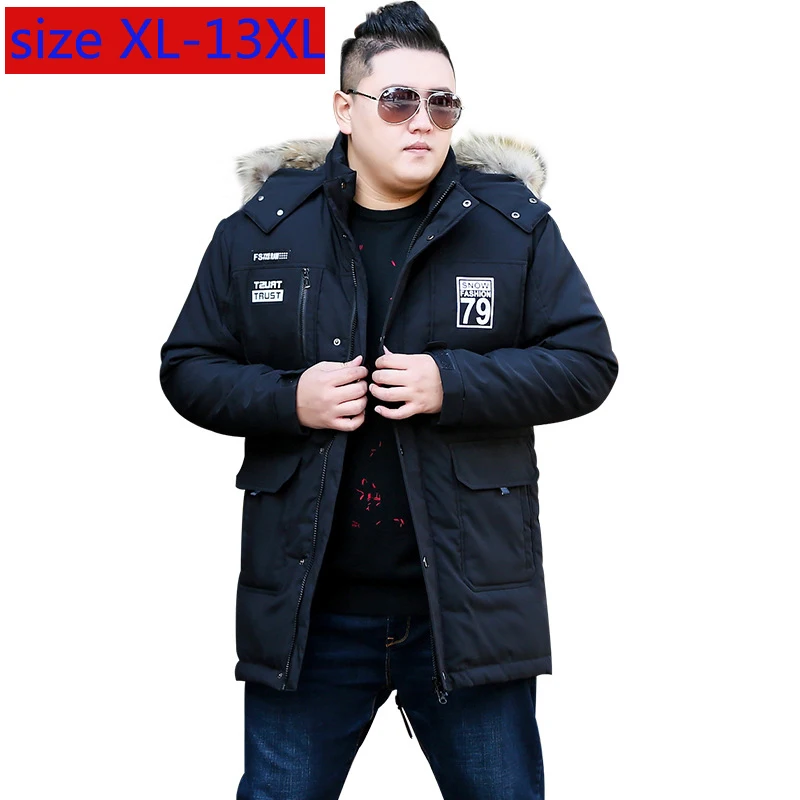New Fashion high Quality Long Style Men Down Jacket Large Obese Thick Inner Velvet Casual Plus Size XL-10XL11XL12XL13XL |