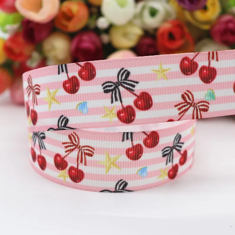 10 ярдов 1 'ཕ мм фрукты/торт Печать Grosgrain ленты для волос луки DIY материалы
