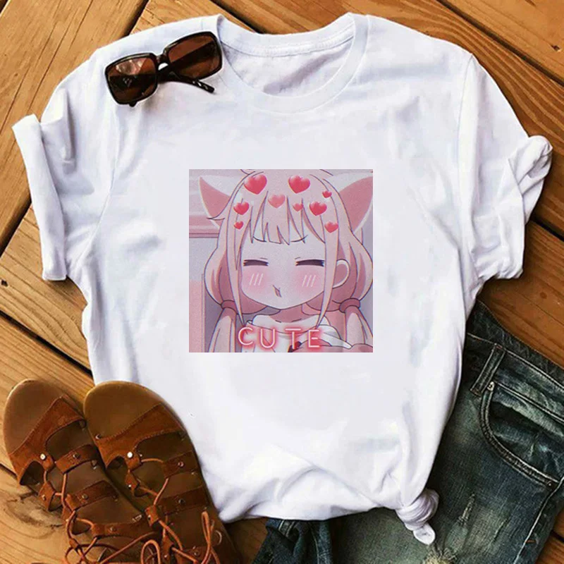 

Ins Harajuku Vintage O-collar Fashion Tshirts Maycaur Kawaii Summer Women's Top Chic Japanese Cute Cartoon Printed Loose T-shirt