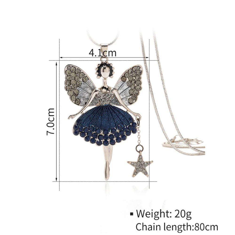 Маленькая принцесса ангел Сказочный кулон ожерелья женские крылья Длинная
