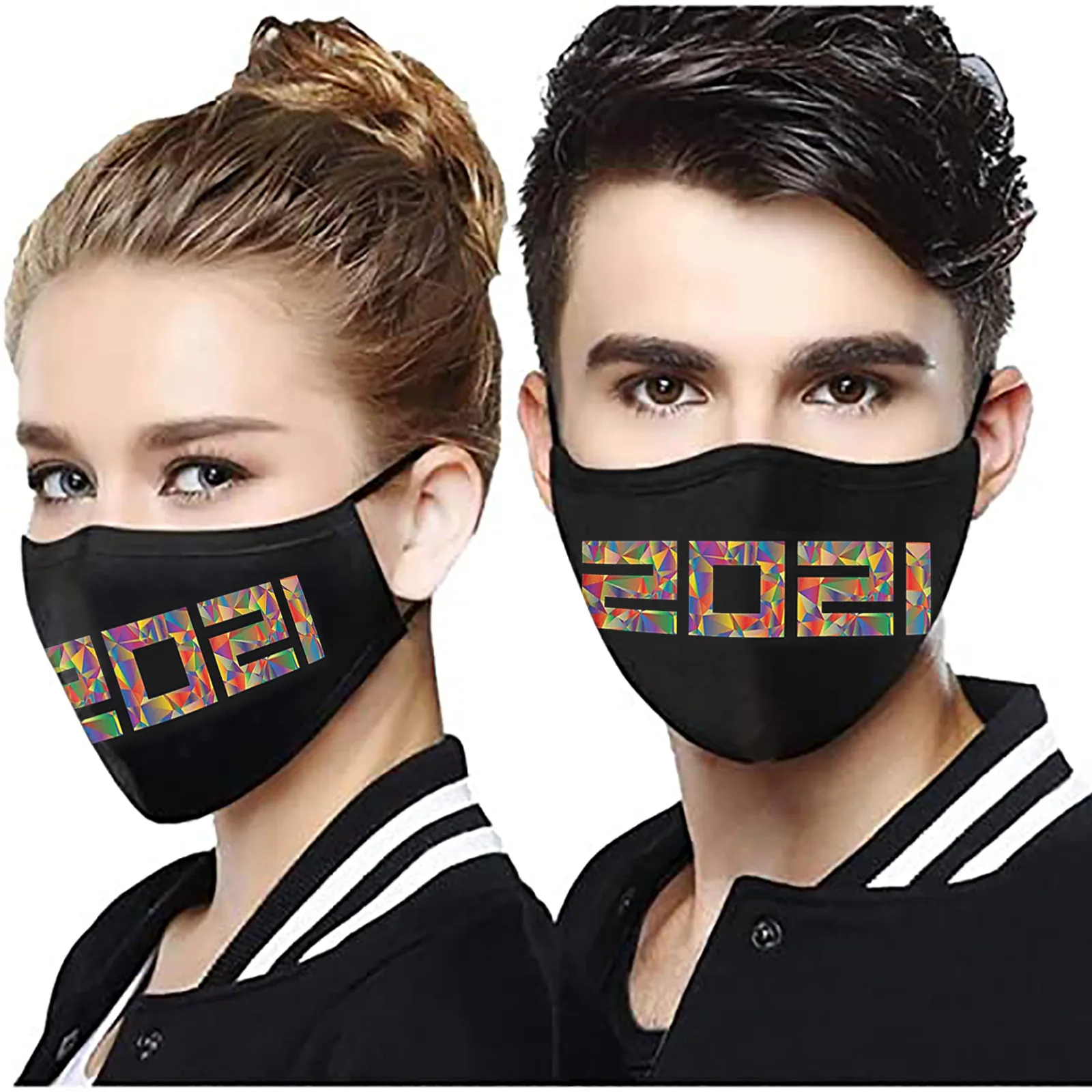 

Fashion Cotton Face Mask 2021 Happy New Year Print Mask Adult Outdoor Reusable Washable Mask Face Shield mascarillas mondkapjes