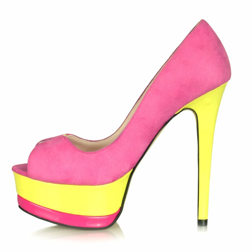 Женские туфли на очень высоком каблуке Minan розово-красные 16 см модные