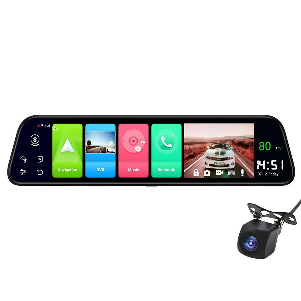 12 дюймов 4G зеркало заднего вида DVR двойной объектив автомобильная видеокамера