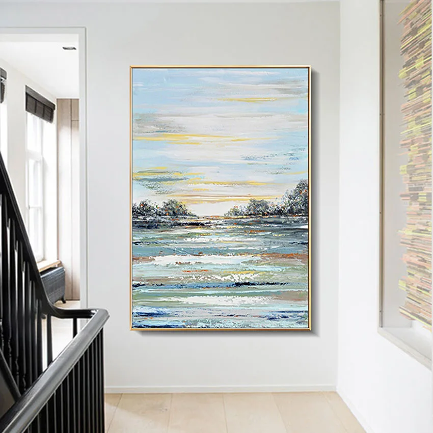 

Custom Abstract Landscape Handmade Canvas Acrylic Oil Painting Vertical Wall Decorative Art Mural Living Room Bedroom Restaurant