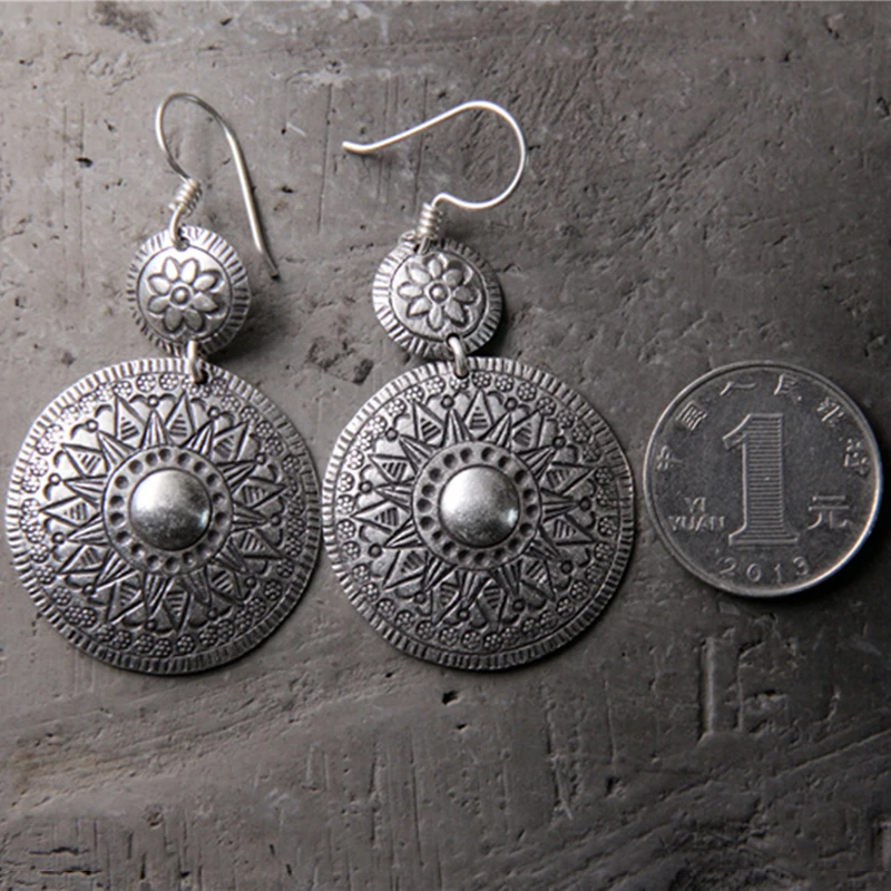 Женские винтажные серьги подвески в античном стиле из тайского серебра 925 пробы с
