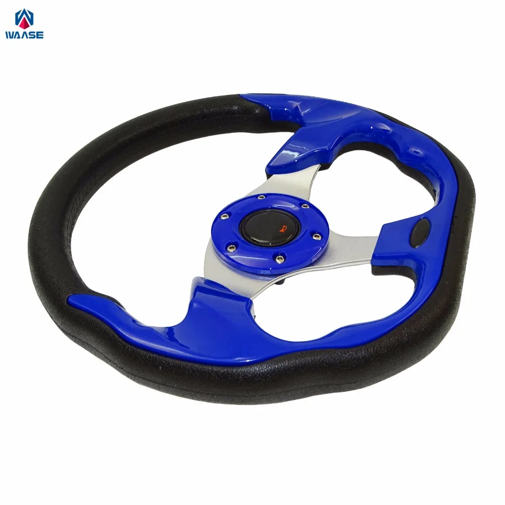 Waase 320 мм универсальный из искусственной кожи гоночный спортивный Авто Руль с роговой кнопкой 12,5 дюймов синий