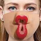 Маска для взрослых, забавная, тканевая, регулируемая, с принтом красных губ