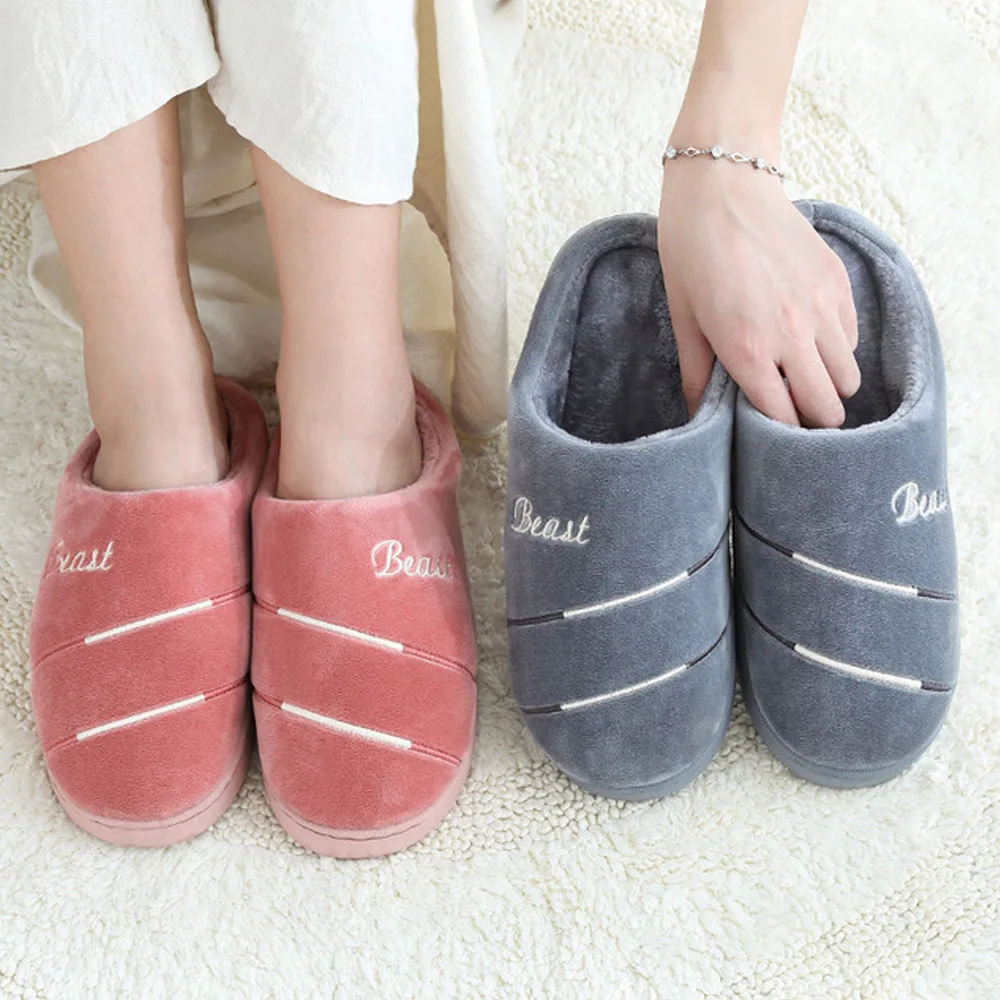 Женские хлопковые тапочки Сезон осень-зима Домашняя обувь на нескользящей