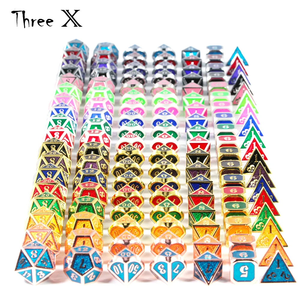 Древний металлический набор игральных костей игра DND многогранные Твердые