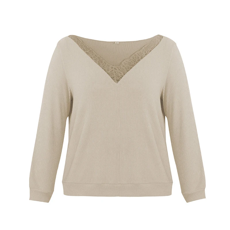 YELITE осень v-образный вырез сексуальный вязаный свитер женский плюс размер