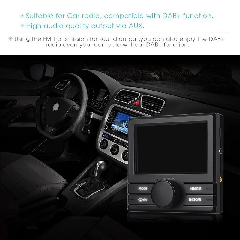 

DAB 003 DAB + Boxed Digital Radio Antenna Tuner FM Transmission 3.0 Inch Display with Bluetooth, for Car Radio