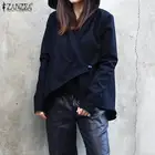 Куртка ZANZEA женская повседневная с капюшоном, двубортная верхняя одежда, модное осеннее пальто, асимметричный свитшот, верхняя одежда, 2021