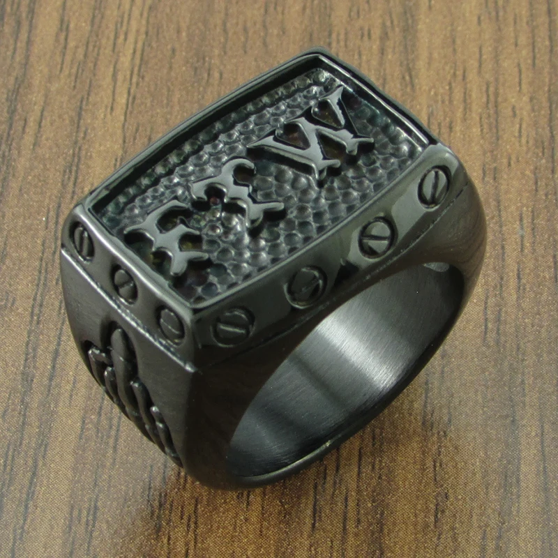 Punk 316L Stainless Steel Silver color Black FTW Middle Finger Mechanical Screw Motor Cycle Letter Biker Ring Sports Rider | Украшения и