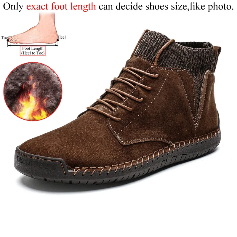 Brown(fur) Зимние кожаные повседневные мужские ботинки; Botines Hombre Botas Masculina Bot Erkek Buty Zimowe Stivaletti Uomo; плюшевый мех - Цвет: Brown(fur)