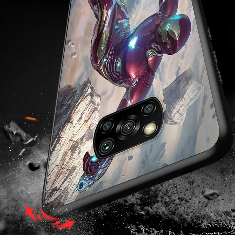 

Hot Marvel Iron Man For Xiaomi Poco X3 NFC M3 M2 X2 F3 F2 Pro C3 F1 Mi Play Mix 3 A2 A1 6X 5X Black Phone Case Cover