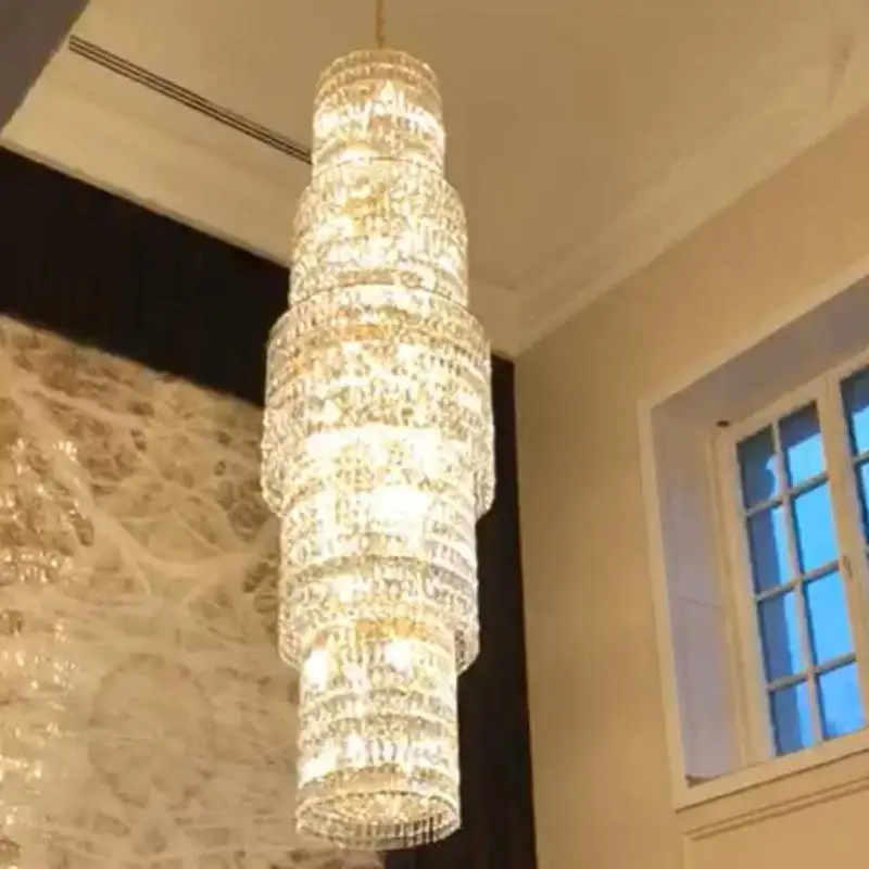 

Large Stairwell Crystal chandelier led lustre de cristal stair Lighting Living Room Lamp Hotel Lobby led Chandeliers church Lamp