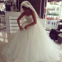 luxury bling ball gown wedding dresses sweetheart lace appliques beaded tulle bridal gowns vestido de novia robe de mariee