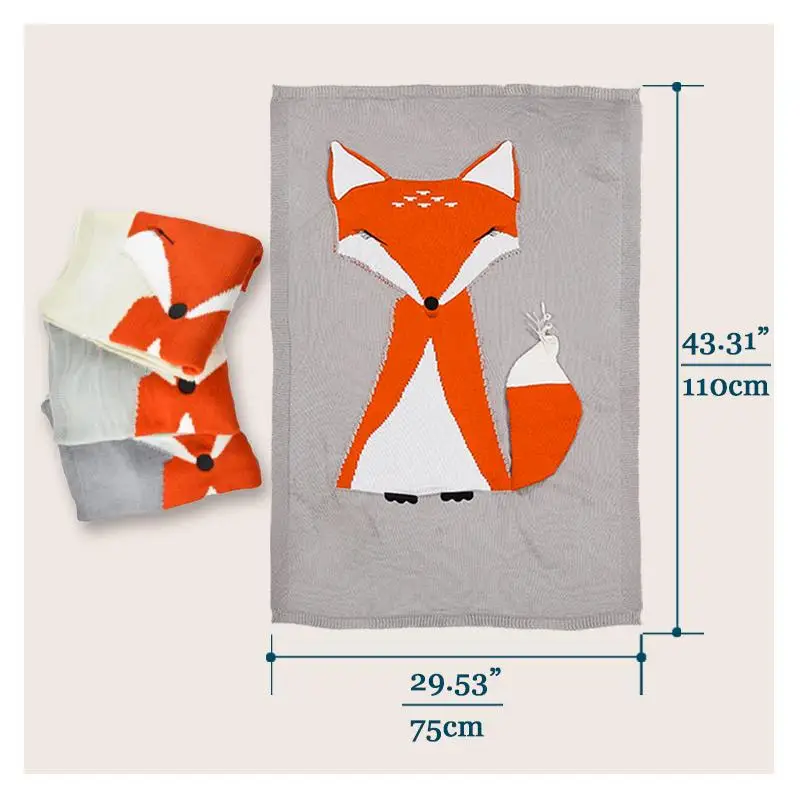 Новое Детское трикотажное одеяло с лисой животными для новорожденных детский
