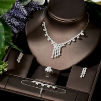 hibride new clear cubic zirconia pendant necklace sets dubai wedding bridal dress accessories jewelry sets wholesale n 1562