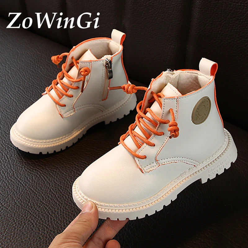 

Size 21-30 Autumn Children Boots for Girls Side Zipper Children Martin Boots bota infantil menina Rubber Boots for Children