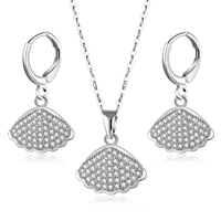 2021 new creative shell pendant necklace and earrings jewelry sets for women luxury cz zircon charms bridal wedding jewelry sets