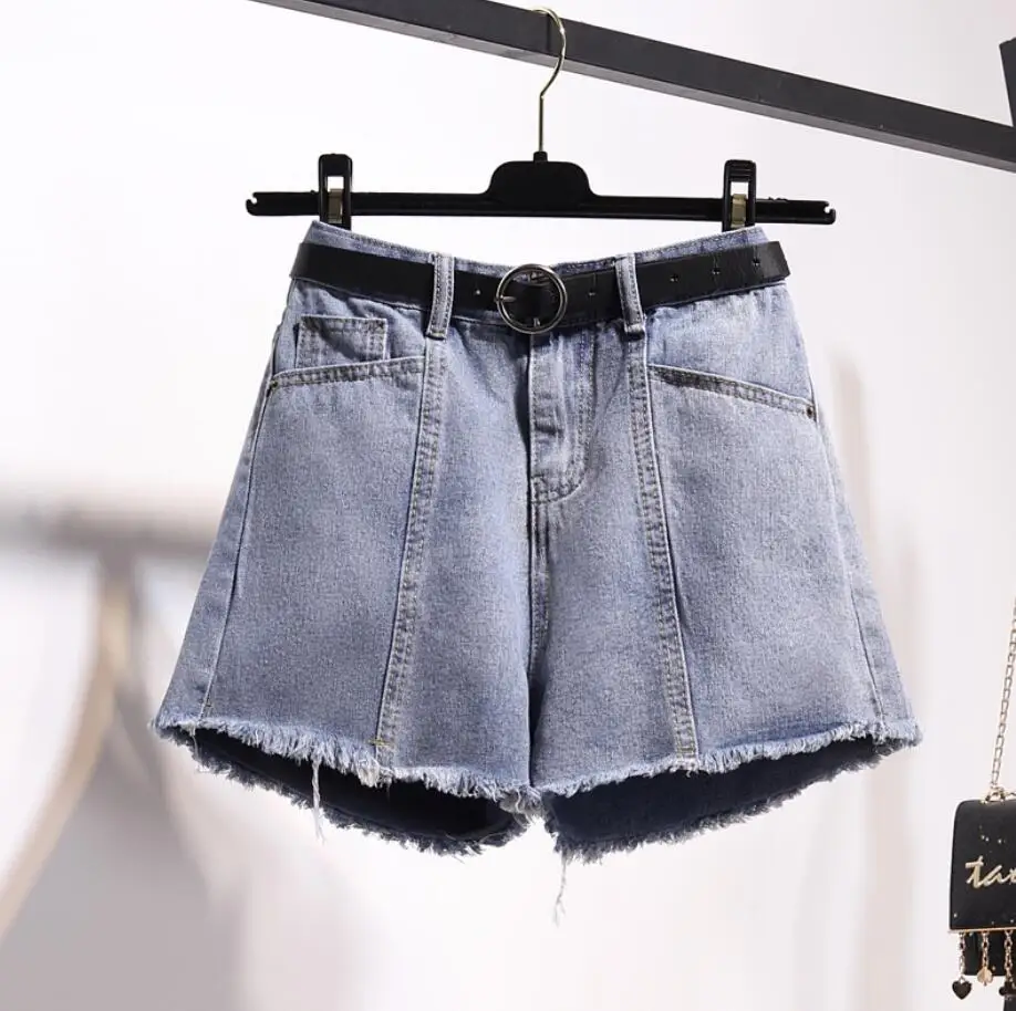 Женские джинсовые шорты с высокой талией повседневные свободные бахромой и