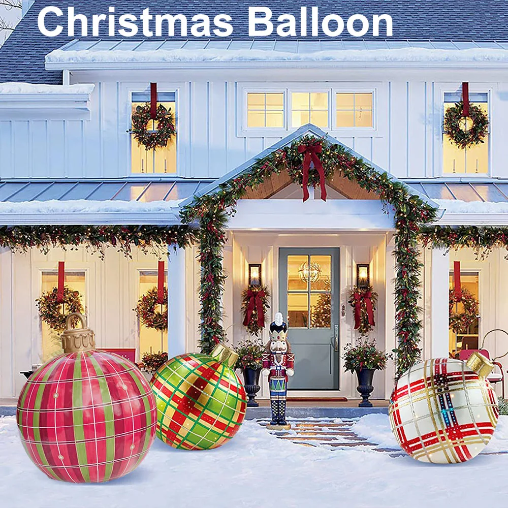 

Christmas Inflatable Decorated Ball Christmas Ornaments 23.6Inch Christmas Balls Outdoor PVC Inflatable Toy Home Christmas Decor